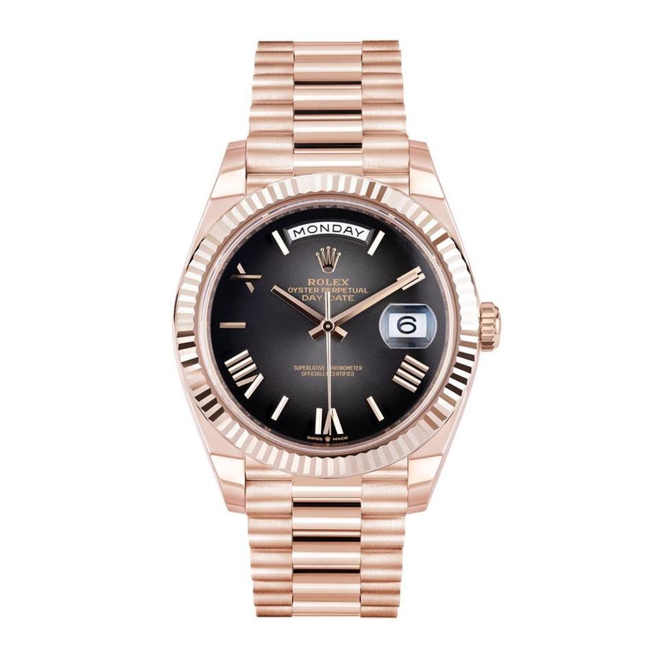 Rolex Day-Date 40 228235 18K Rose Gold Slate Ombre Dial Presidential Bracelet 40 mm