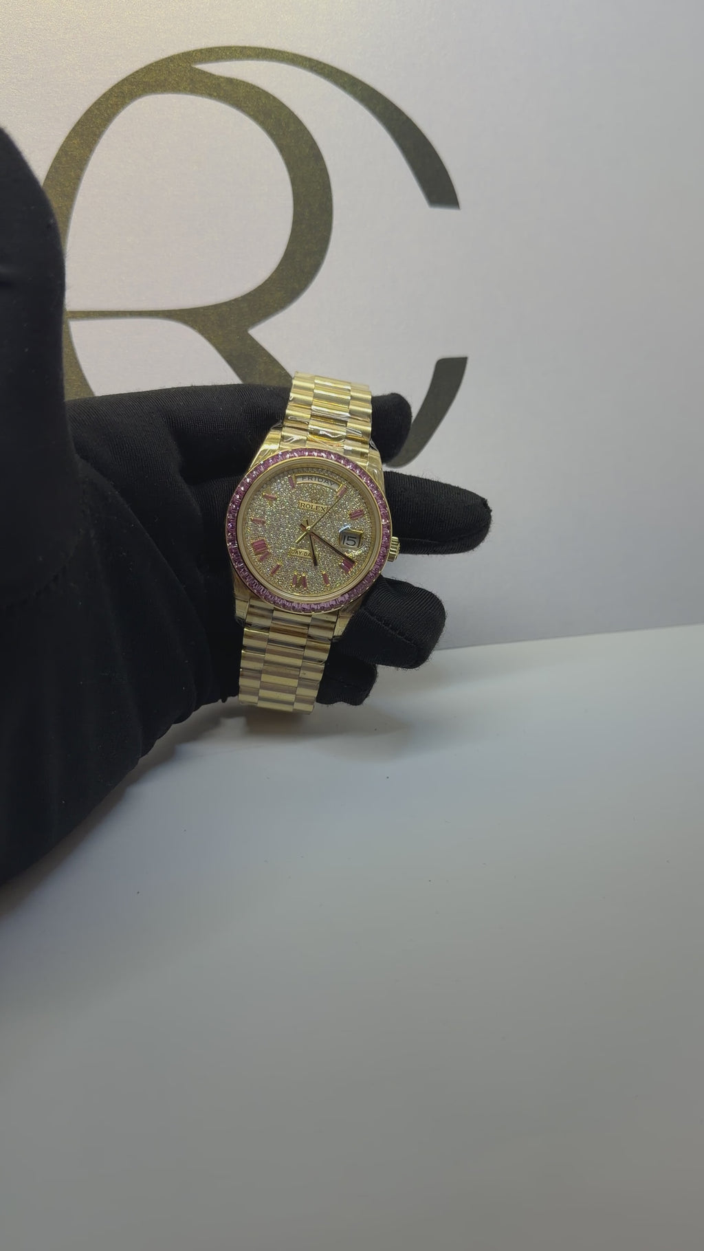 Rolex Day-Date 40 228398TRU Ruby Bezel Yellow Gold