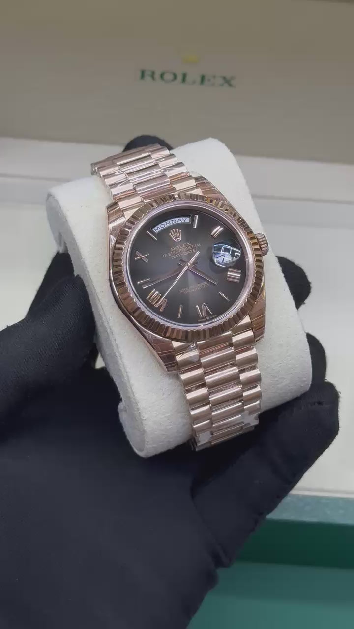 Rolex Day-Date 40 228235 18K Rose Gold Slate Ombre Dial Presidential Bracelet 40 mm